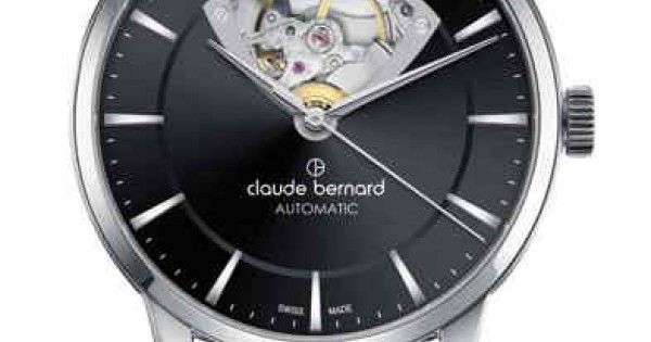 Часы наручные мужские Claude Bernard 85017 3 NIN3, механика/автоподзавод, открытое сердце, черный ремень