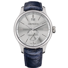 Часы наручные мужские Aerowatch 41985 AA01 кварцевые, с большой датой, синий кожаный ремешок
