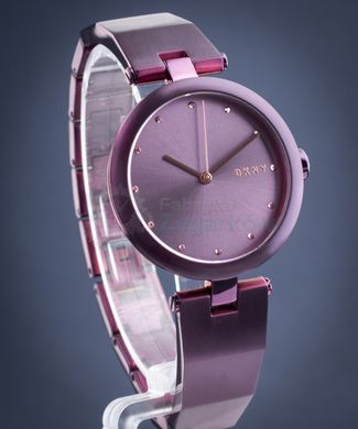 Часы наручные женские DKNY NY2754 кварцевые, на браслете, с фианитами, фиолетовые, США
