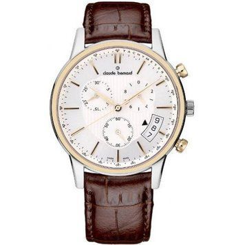 Годинники наручні чоловічі Claude Bernard 01002 357R AIR, кварцовий хронограф, сталь з покриттям PVD