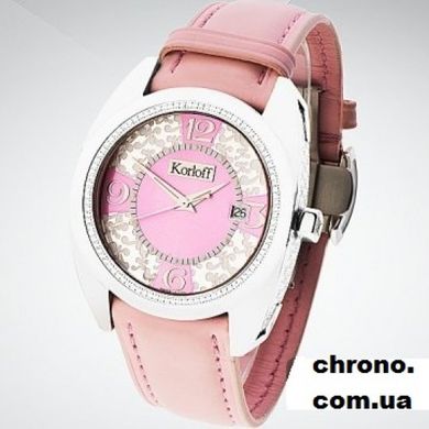 Часы наручные женские Korloff K19/27 кварцевые, с бриллиантами и розовым ремешком из кожи аллигатора