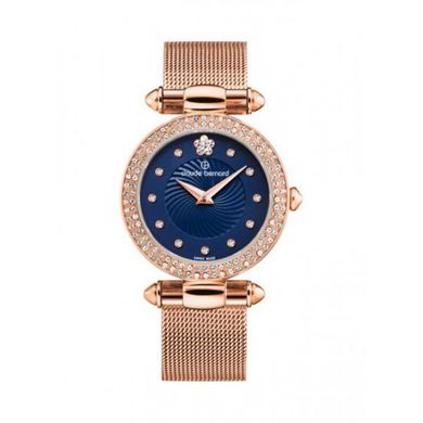Часы наручные женские Claude Bernard 20504 37RPM BUIFR2, кварцевые, на браслете с розово-золотым покрытием PVD