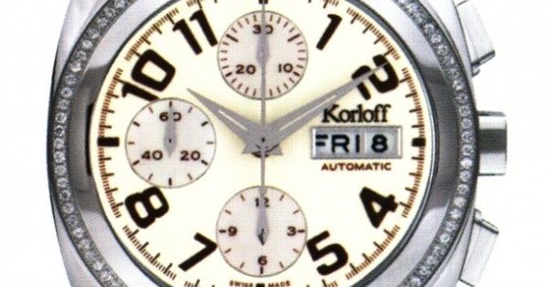 Часы-хронограф наручные Korloff K20/2BC унисекс, автоподзавод, 98 бриллиантов, ремешок из кожи аллигатора