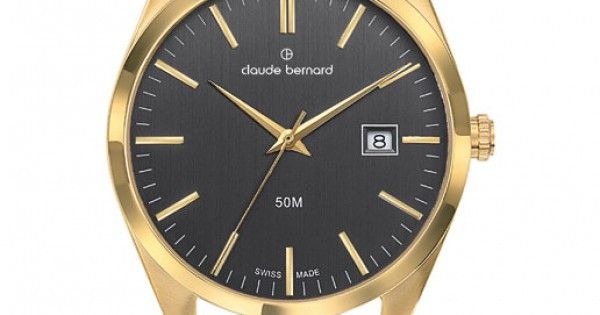 Часы наручные мужские Claude Bernard 70201 37J NID, кварцевые с покрытием PVD, на коричневом кожаном ремешке
