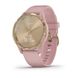 Смарт-годинник Garmin Vivomove 3S зі сталевим безелем ніжно-золотавого кольору, рожевим корпусом та ремінцем 1