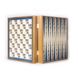 CBLS34BLU Manopoulos Chess/Backgammon/Ludo/Snakes - Navy Blue - Walnut Replica Wooden Case 2