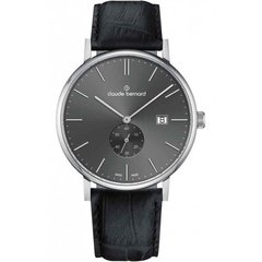 Часы наручные мужские Claude Bernard 65004 3 GING, кварц, черный кожаный ремешок, малая секундная стрелка