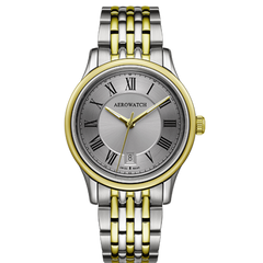 Годинники наручні чоловічі Aerowatch 24962 BI01M кварцові, з датою, на сталевому браслеті, биколорные