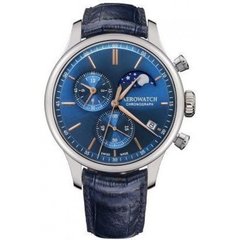 Годинники наручні чоловічі Aerowatch 78986 AA04 кварцові, з хронографом і місячним календарем, синій ремінець