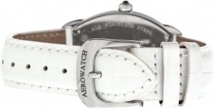 Годинник наручний жіночий Aerowatch 43958 AA03 кварцовий з фазою Місяця, білий шкіряний ремінець