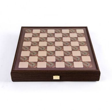 CBLS34BRO Manopoulos Chess/Backgammon/Ludo/Snakes - Vintage - Wenge Replica Wooden Case
