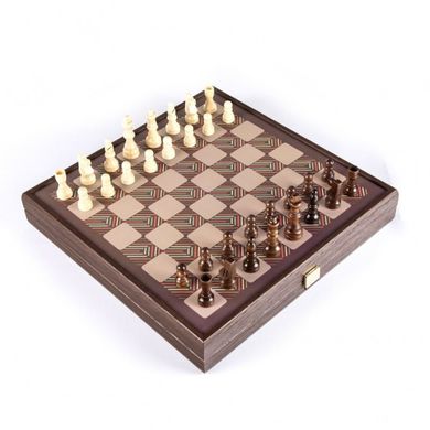 CBLS34BRO Manopoulos Chess/Backgammon/Ludo/Snakes - Vintage - Wenge Replica Wooden Case