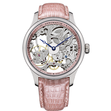 Годинники наручні жіночі Aerowatch 57981 AA14 механічні (скелетон) блідо-рожеві