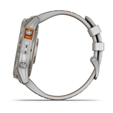 Смарт-часы Garmin Fenix 7X Pro - Sapphire Solar Edition - титановый корпус с дымчато-серым/оранжевым ремешком