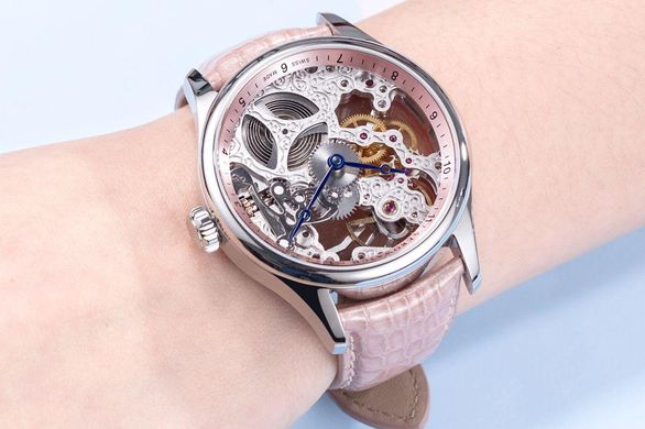 Часы наручные женские Aerowatch 57981 AA14 механические (скелетон) бледно-розовые