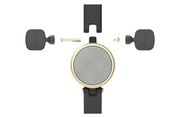 Ремешок Garmin Lily (14&nbsp;мм), черная итальянская кожа, кремово-золотистая застежка (большой)