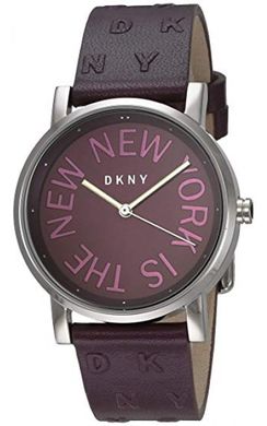 Часы наручные женские DKNY NY2762 кварцевые, ремешок с тиснением, фиолетовые, США