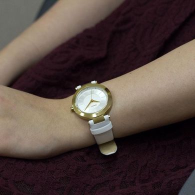 Часы наручные женские DKNY NY2295 кварцевые, сталь, белый ремешок из кожи, США
