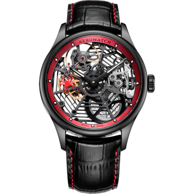 Часы наручные мужские Aerowatch 50981 NO21, механика с ручным заводом, красный паук на циферблате