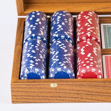 PXL30.300 Poker set (300pcs of 11,50 gr & 2*playing cards) in Light Walnut replica wooden case