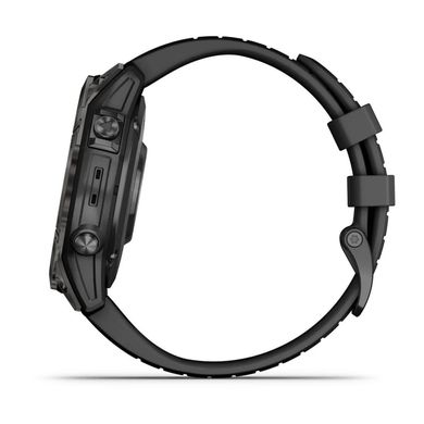 Смарт-часы Garmin Fenix 7 Pro - Sapphire Solar Edition - темно-серый титан DLC Carbon с черным ремешком