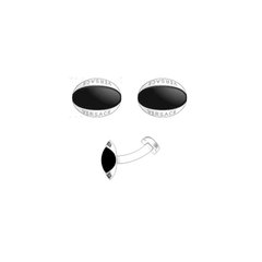 Запонки Versace Silver Oval With Black Enamel Versace Engraved Vrhmv7o6ba0000000