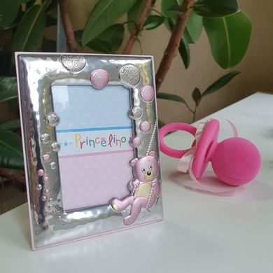 Рамка из серебра детская подарочная для девочки Мишка
