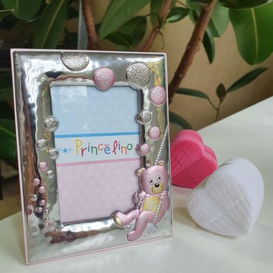 Рамка из серебра детская подарочная для девочки Мишка