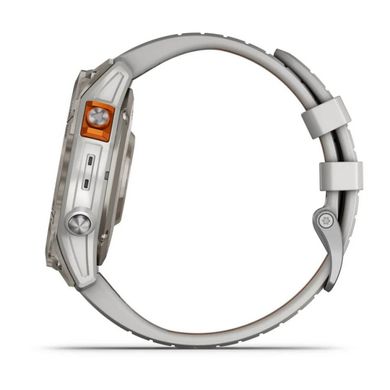 Смарт-часы Garmin Fenix 7 Pro - Sapphire Solar Edition - титановый корпус с дымчато-серым/оранжевым ремешком