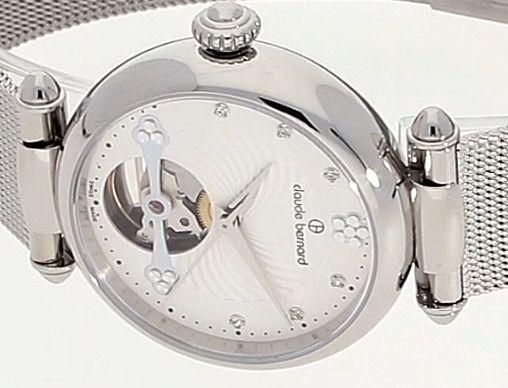 Годинники наручні жіночі Claude Bernard 85022 3M APN, автоматика з відритим балансом, "міланський" браслет