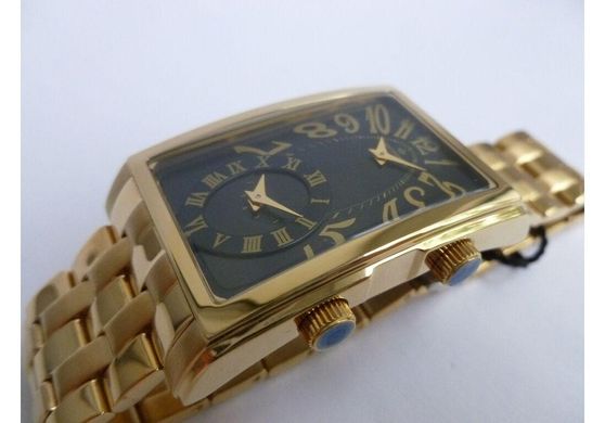 Часы наручные мужские Continental 5007-138 кварцевые, с функцией GMT, позолота PVD, черный циферблат