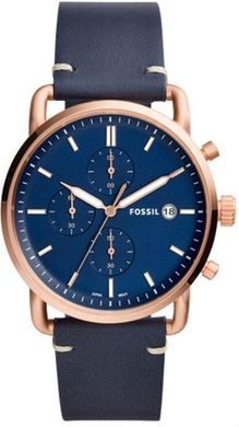 Часы наручные мужские FOSSIL FS5404 кварцевые, ремешок из кожи, синие, США