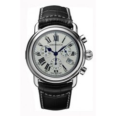 Годинник-хронографія наручні чоловічі Aerowatch 83926 AA01 кварцові, з датою, чорний шкіряний ремінець