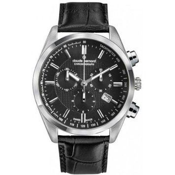 Часы-хронограф наручные мужские Claude Bernard 10246 3 NIN, кварц, на кожаном ремне, с тахиметрической шкалой