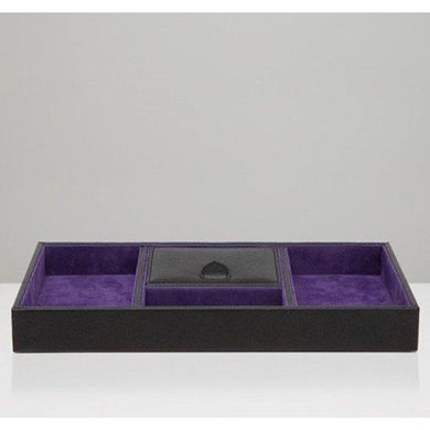 Піднос для годин Wolf з шкіри серії Blake чорний з фіолетовою підкладкою (Великобританія)