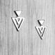 Серебряные серьги наборные два треугольника без камней маленькие 2