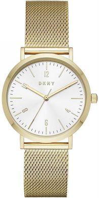 Часы наручные женские DKNY NY2742 кварцевые, "миланский" браслет цвета желтого золота, США