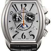 Часы-хронограф наручные мужские Aerowatch 84957 AA03 кварцевые, "бочка", с датой и фазой Луны, белый циферблат