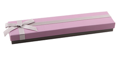 Футляр для ювелирных украшений модерн длинный бантик темно-розовый