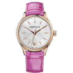 Часы наручные женские Aerowatch 42980 RO03 кварцевые с датой, кожаный розовый ремешок