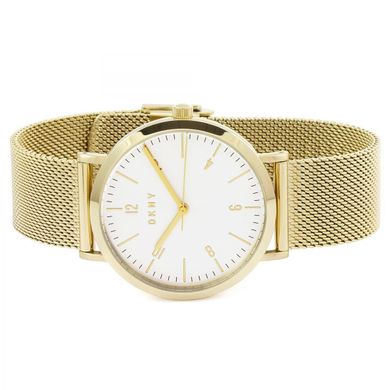 Часы наручные женские DKNY NY2742 кварцевые, "миланский" браслет цвета желтого золота, США