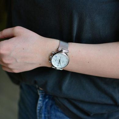 Часы-хронограф наручные женские Claude Bernard 10216 3 APN2 на "кольчужном" браслете, кристаллы Swarovski