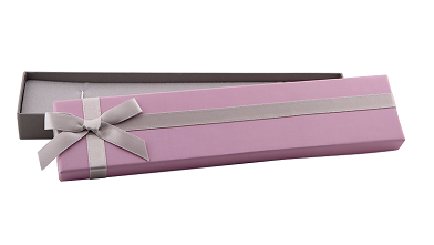 Футляр для ювелирных украшений модерн длинный бантик темно-розовый