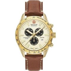 Часы наручные мужские Swiss Military-Hanowa 06-4314.02.002 кварцевые, коричневый ремешок из кожи, Швейцария