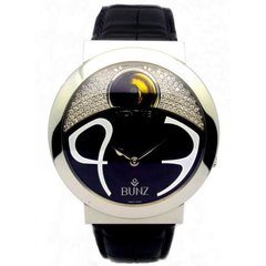 Часы наручные женские Bunz 37000424/050 кварцевые, с бриллиантами, фазой Луны и ремешком из кожи аллигатора