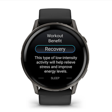 Смарт-годинник Garmin Venu 4 (45 мм) сланцевий із чорним силіконовим ремінцем