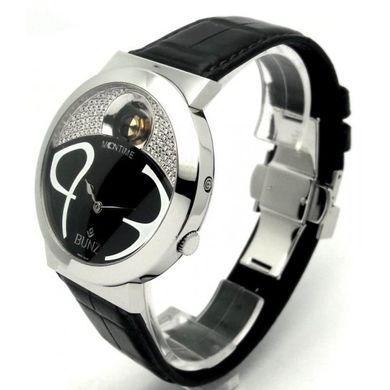 Часы наручные женские Bunz 37000424/050 кварцевые, с бриллиантами, фазой Луны и ремешком из кожи аллигатора