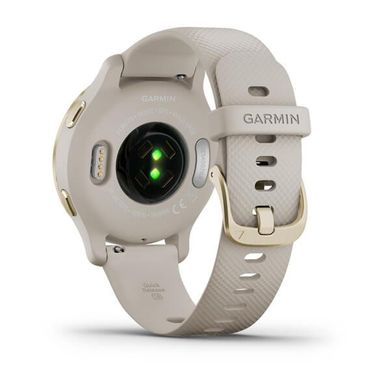 Смарт-годинник Garmin Venu 2S світло-бежевий з золотавим безелем та силіконовим ремінцем