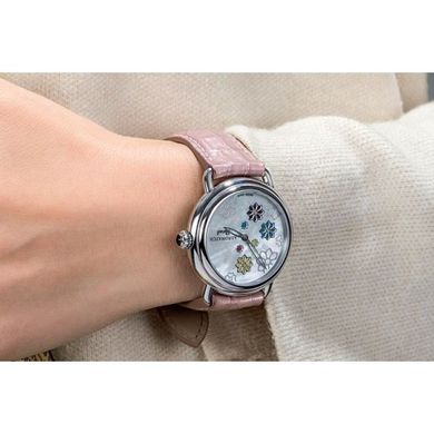 Часы наручные женские Aerowatch 44960 AA15 кварцевые на розовом ремешке, перламутровый циферблат в цветах