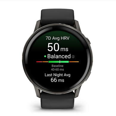 Смарт-годинник Garmin Venu 4 (45 мм) сланцевий із чорним силіконовим ремінцем